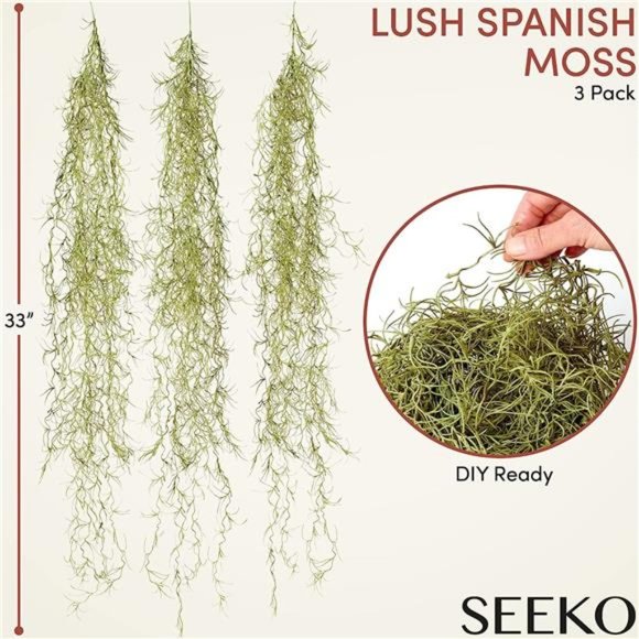Faux Greenery Moss for Potted Plants - Realistic Spanish Moss - Hanging Plants - Picture 2 of 6